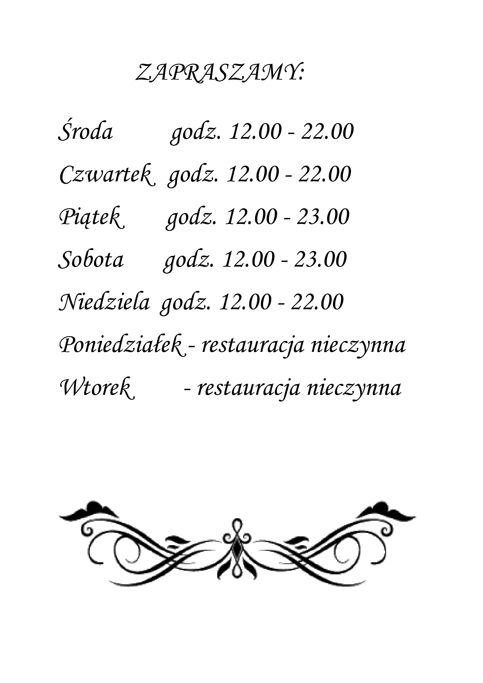 ogniem i piecem restauracja Garwolin godziny otwarcia