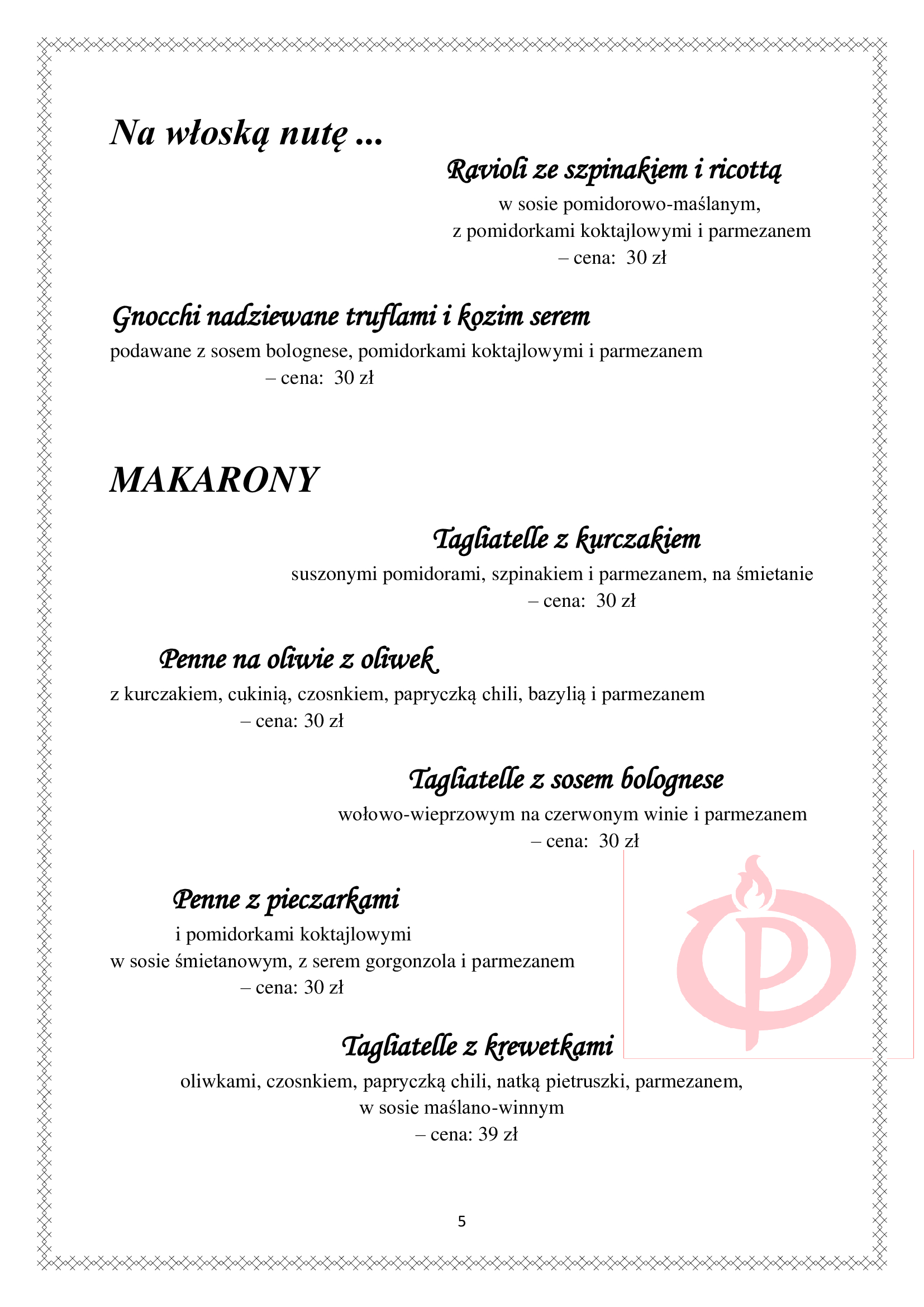 menu